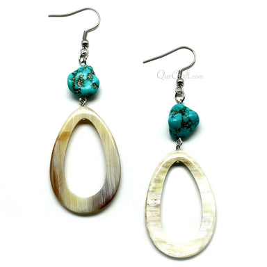 Horn & Stone Earrings #11392 - HORN JEWELRY