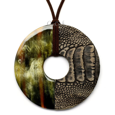 Horn & Leather Pendant #12480 - HORN JEWELRY