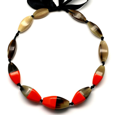 Horn & Lacquer Beaded Necklace #4437 - HORN JEWELRY