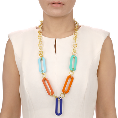 Horn & Lacquer Chain Necklace #13515 - HORN JEWELRY