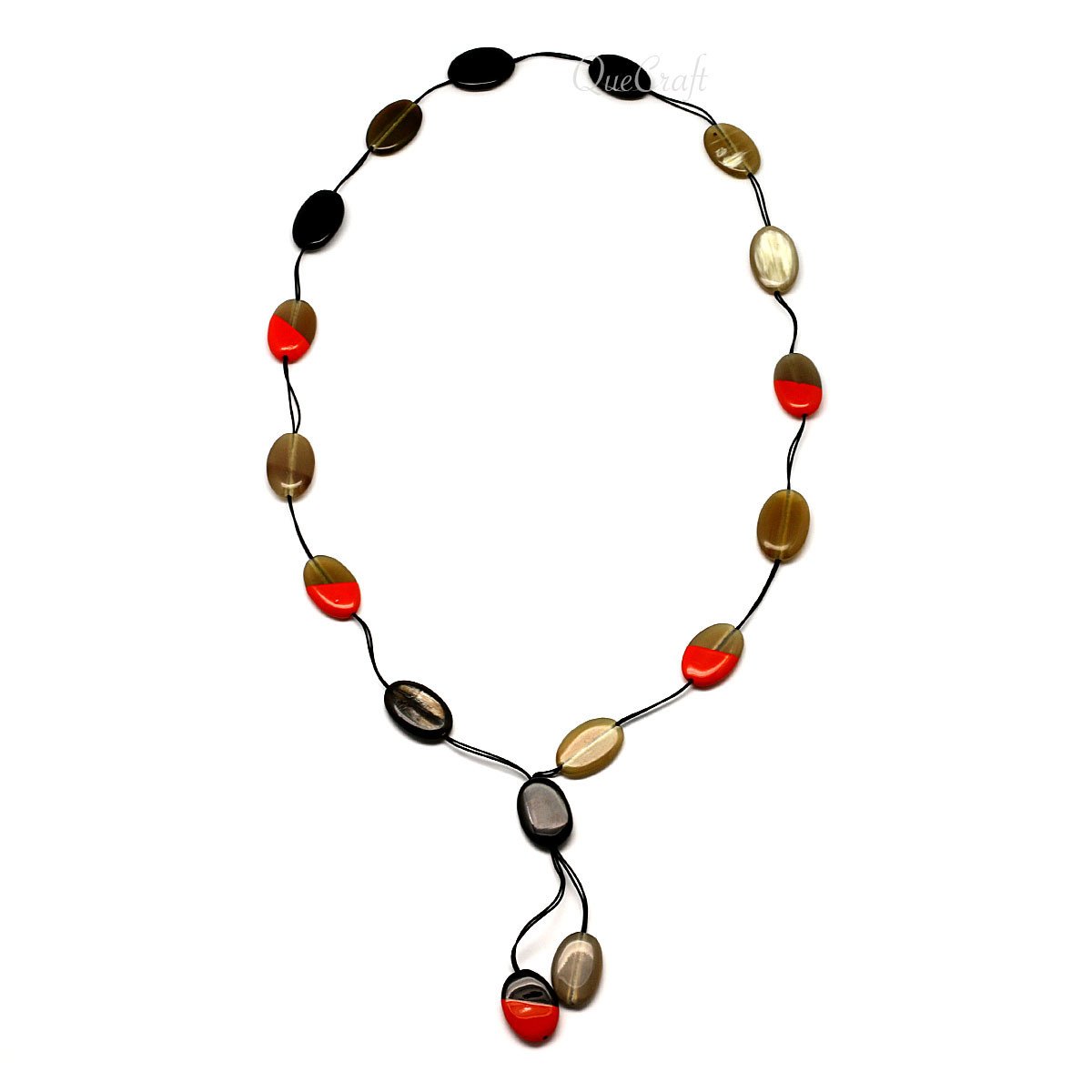 Horn & Lacquer Beaded Necklace #4413 - HORN JEWELRY