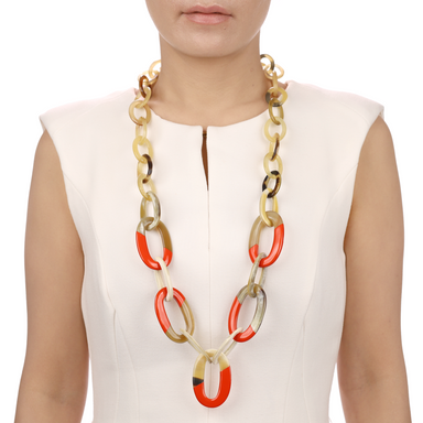 Horn & Lacquer Chain Necklace #13516 - HORN JEWELRY