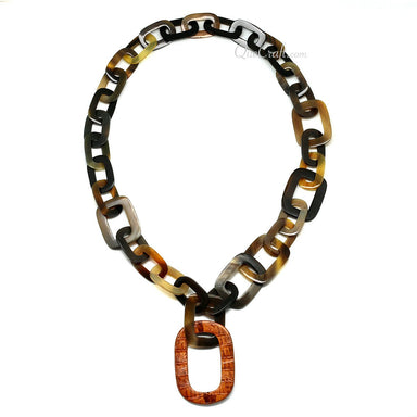 Horn & Leather Necklace #11432 - HORN JEWELRY