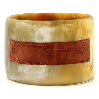 Horn & Leather Bangle Bracelet #8728 - HORN JEWELRY