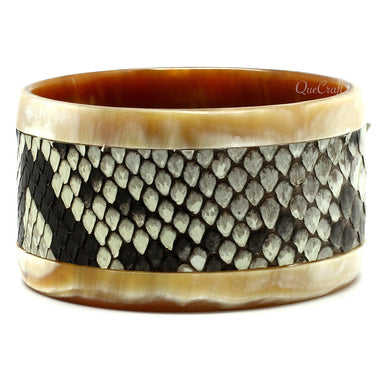 Horn & Leather Bangle Bracelet #9646 - HORN JEWELRY