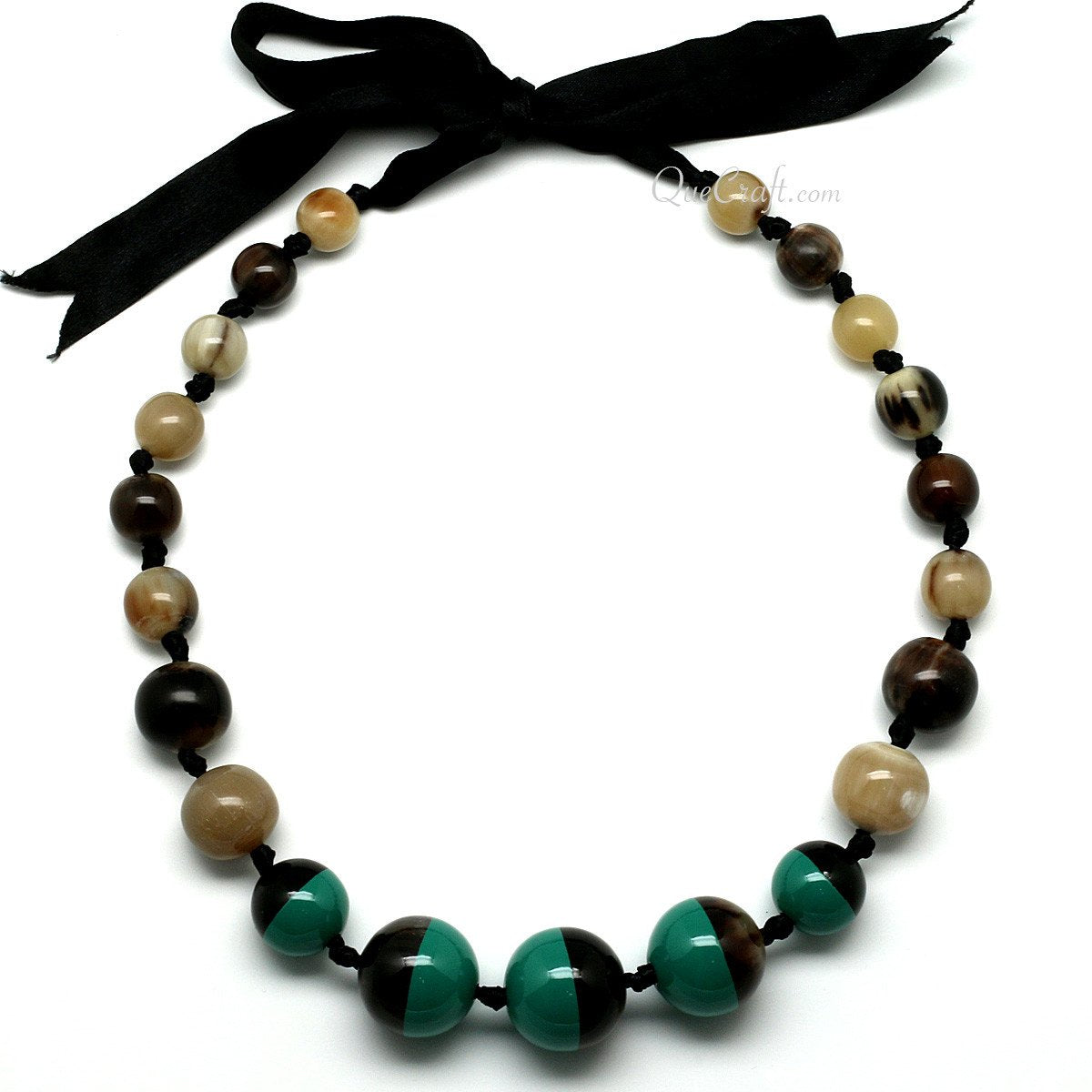 Horn & Lacquer Beaded Necklace #4229 - HORN JEWELRY