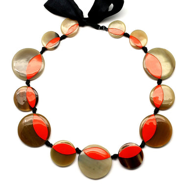 Horn & Lacquer Beaded Necklace #5336 - HORN JEWELRY