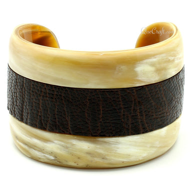 Horn & Leather Cuff Bracelet #11334 - HORN JEWELRY