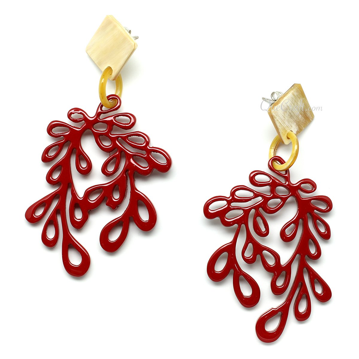 Horn & Lacquer Earrings #13124 - HORN JEWELRY