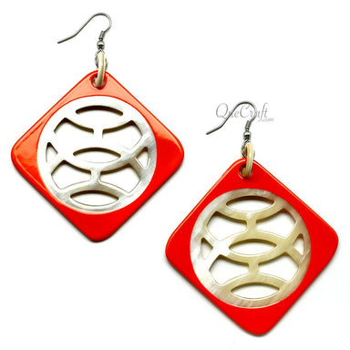 Horn & Lacquer Earrings #11817 - HORN JEWELRY