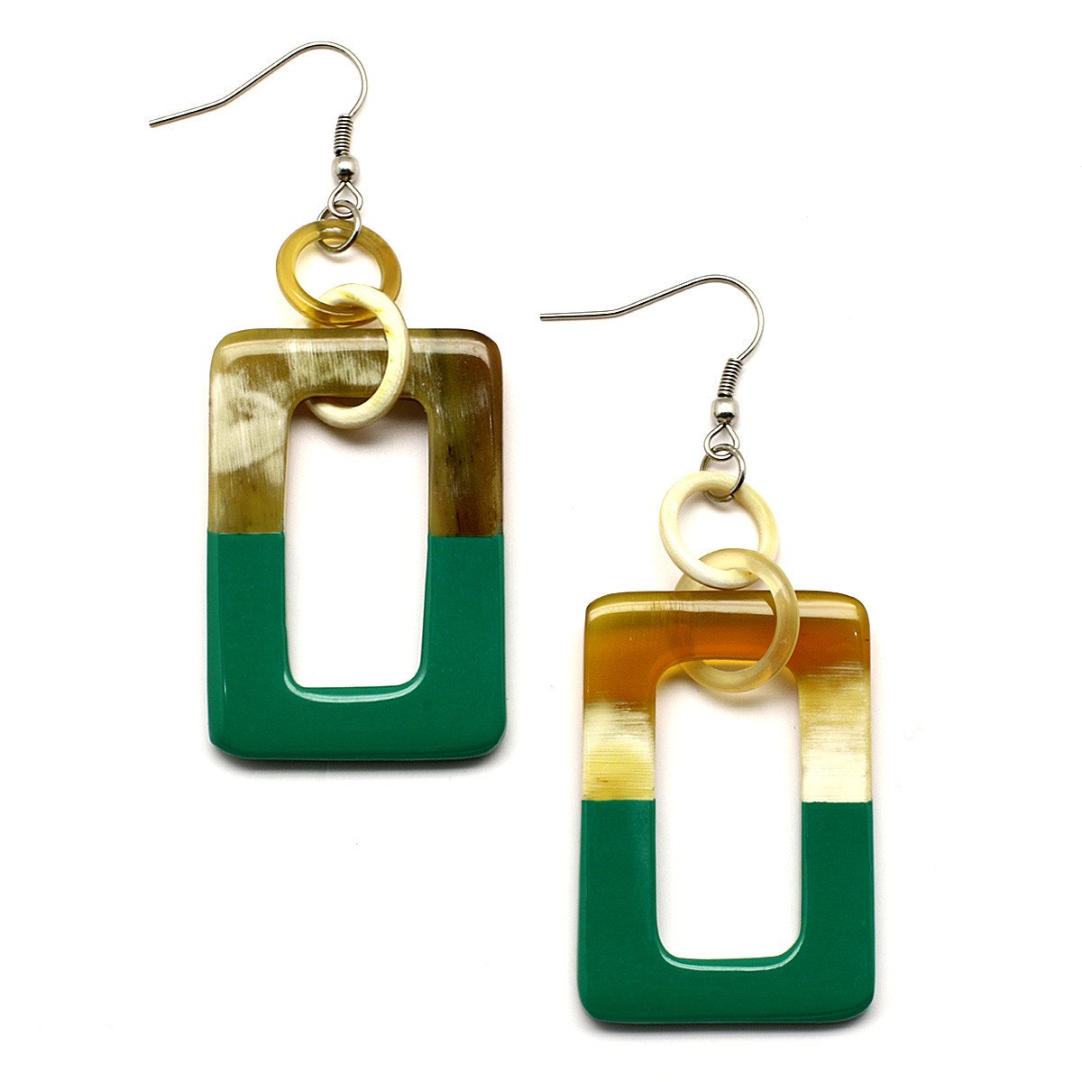 Horn & Lacquer Earrings #11973 - HORN JEWELRY