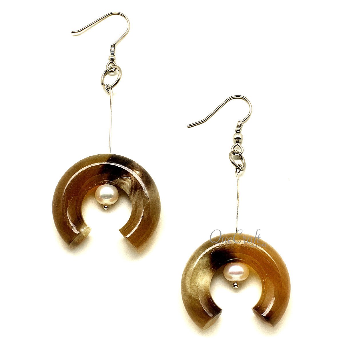 Horn & Pearl Earrings #12192 - HORN JEWELRY
