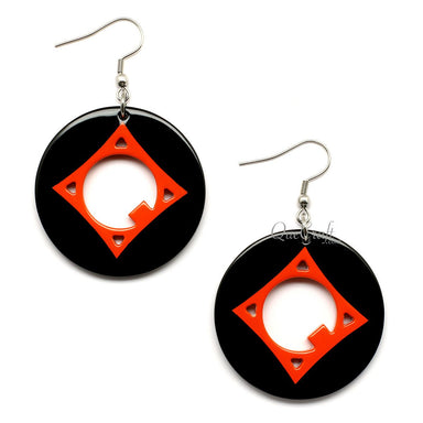 Horn & Lacquer Earrings #12416 - HORN JEWELRY
