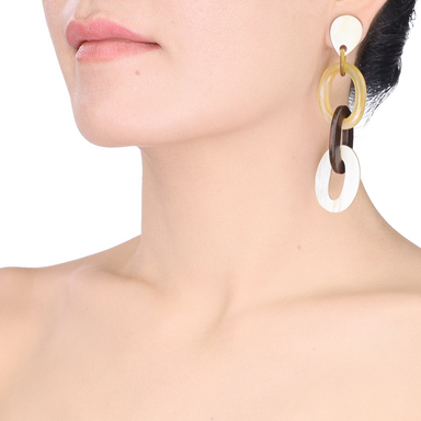 Horn & Striped Ebony Earrings #13798 - HORN JEWELRY