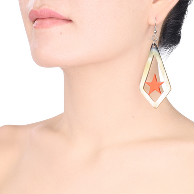Horn & Lacquer Earrings #13891 - HORN JEWELRY