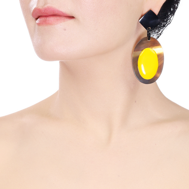 Horn & Lacquer Earrings #14059 - HORN JEWELRY