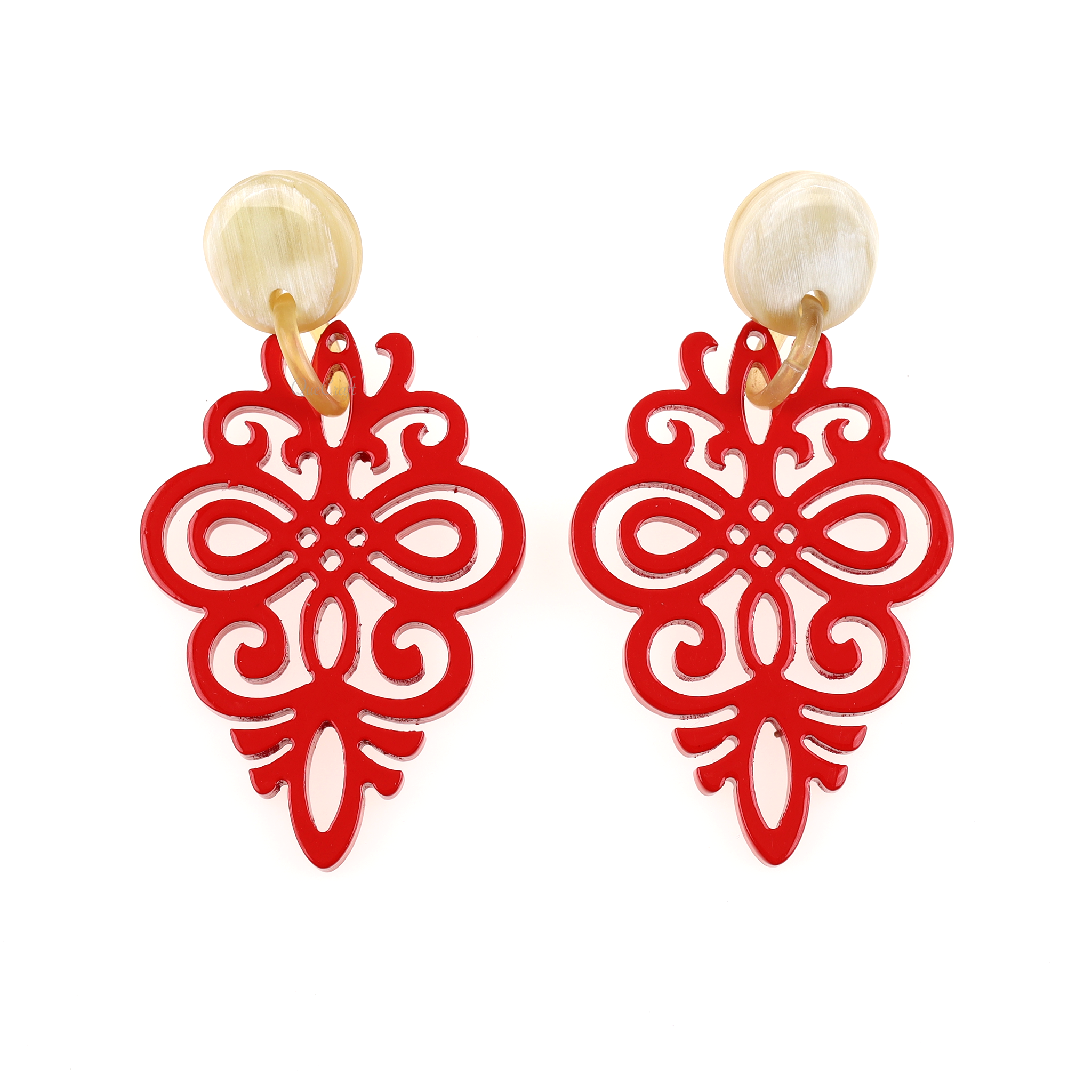Horn & Lacquer Earrings #14076 - HORN JEWELRY