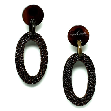Leather & Horn Earrings #11947 - HORN JEWELRY