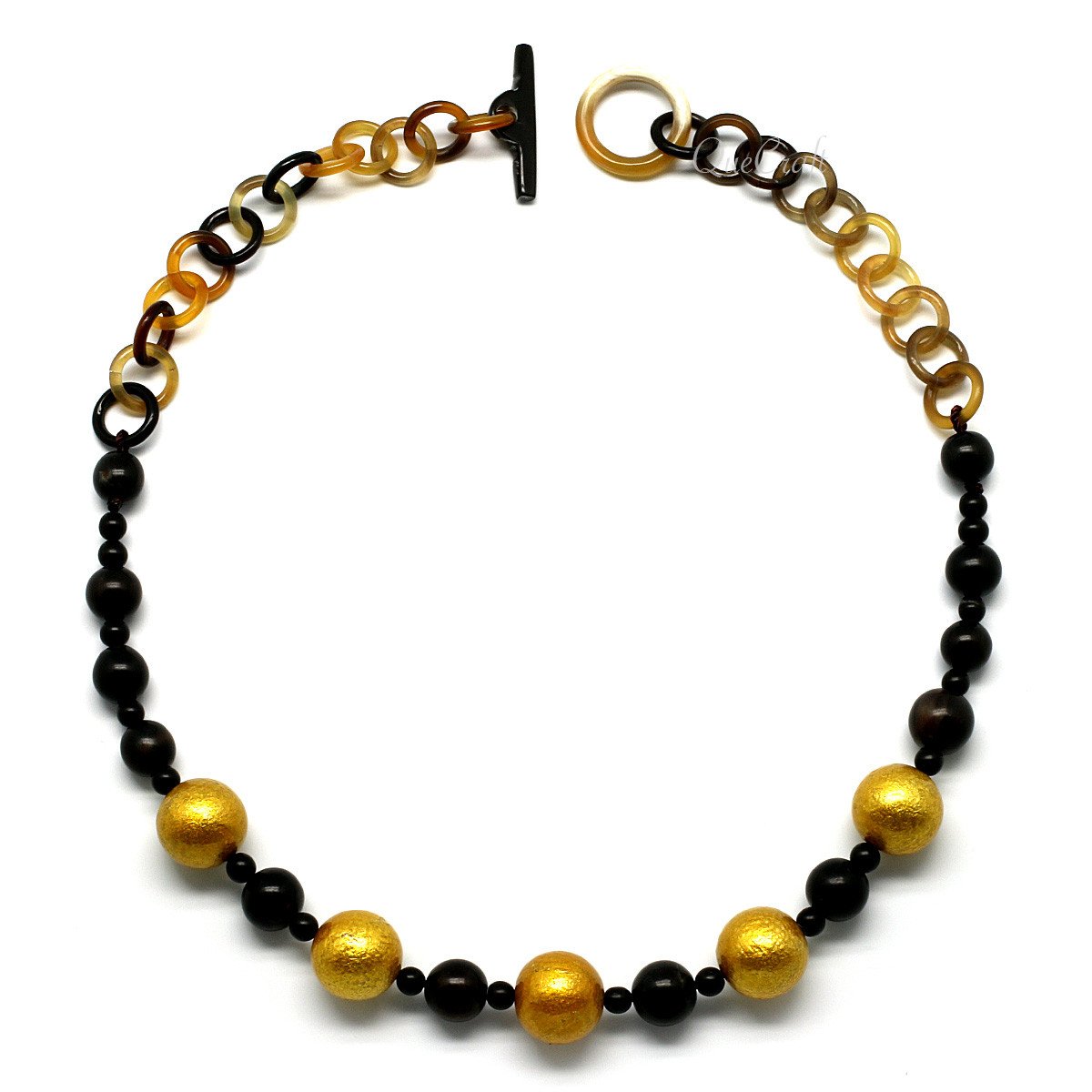 Horn & Lacquer Beaded Necklace #9674 - HORN JEWELRY