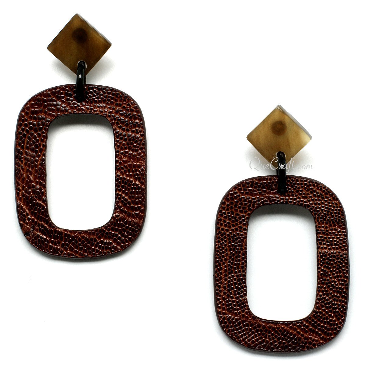Leather & Horn Earrings #11085 - HORN JEWELRY