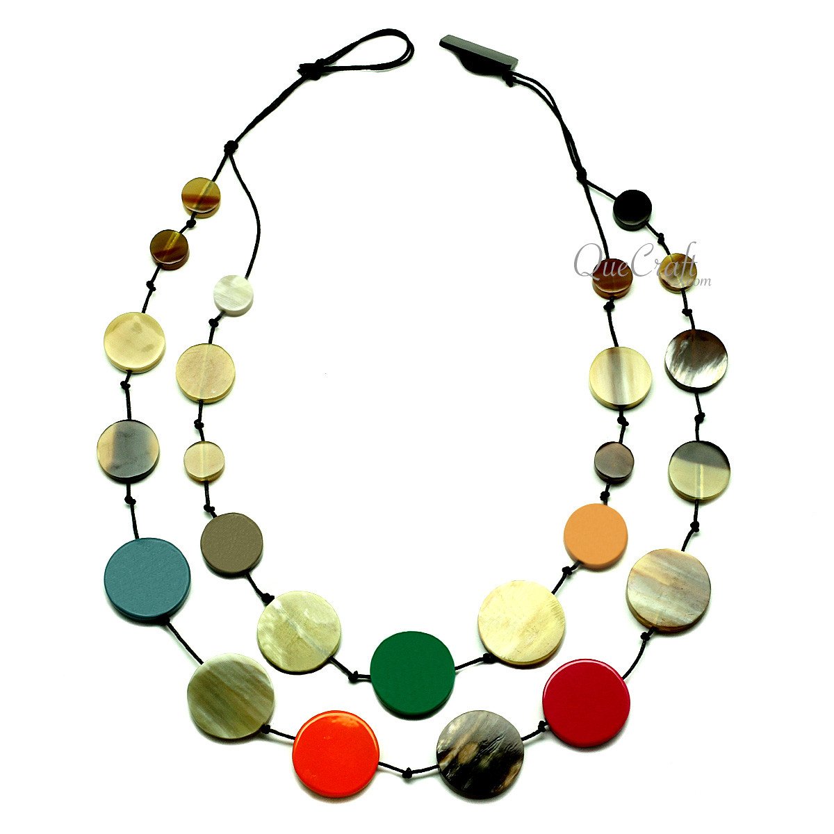 Horn & Lacquer Beaded Necklace #12753 - HORN JEWELRY