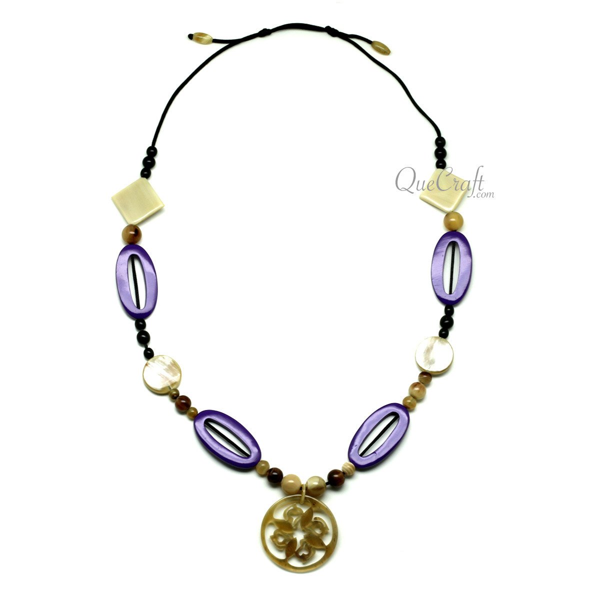 Horn & Lacquer String Necklace #12106 - HORN JEWELRY