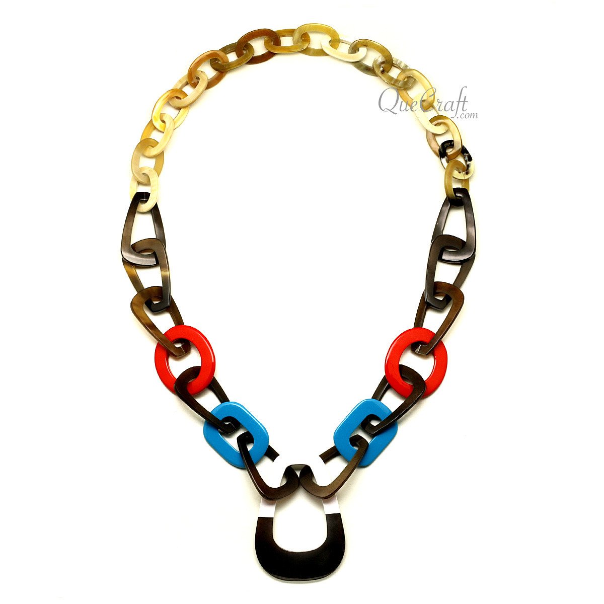 Horn & Lacquer Chain Necklace #12253 - HORN JEWELRY