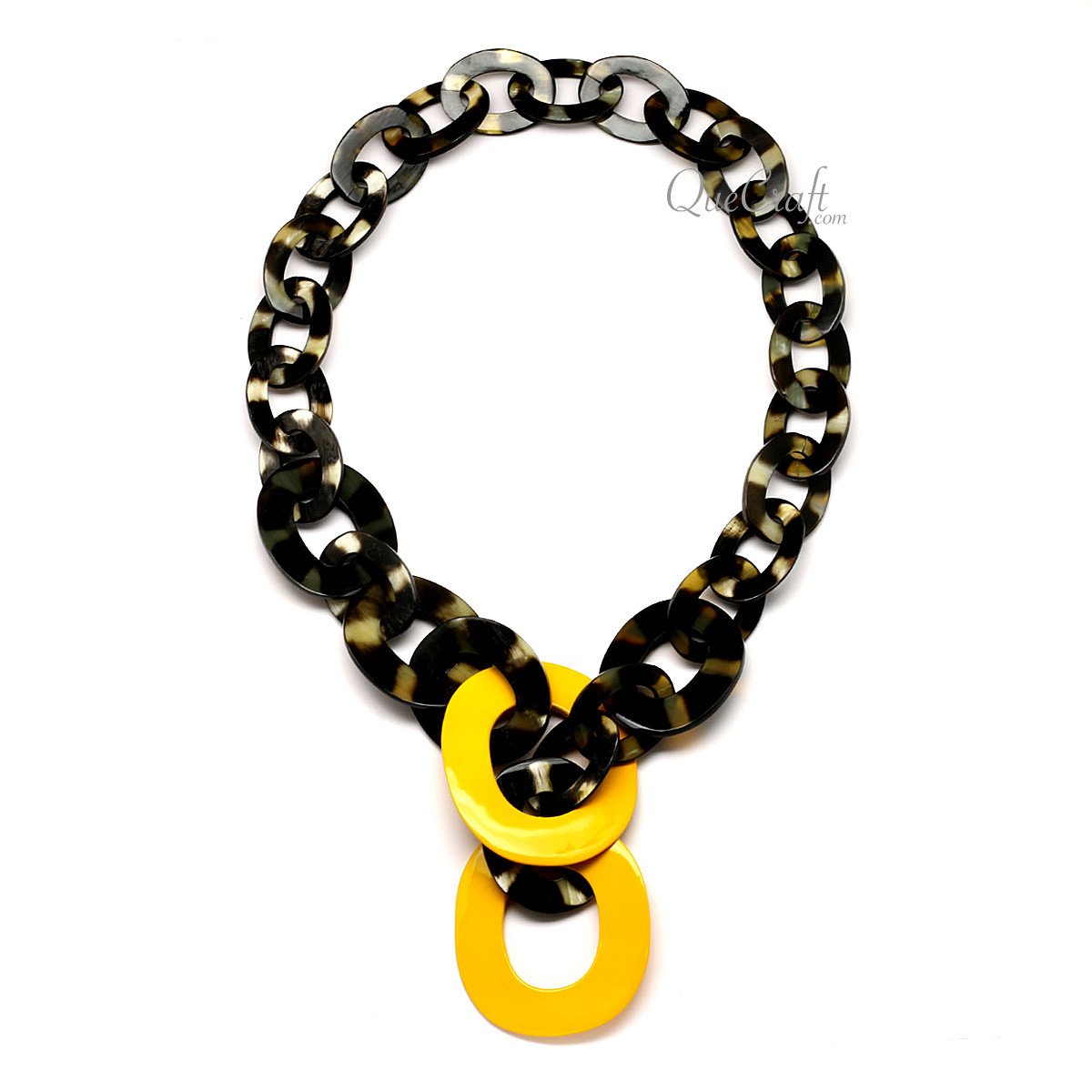 Horn & Lacquer Chain Necklace #12363 - HORN JEWELRY