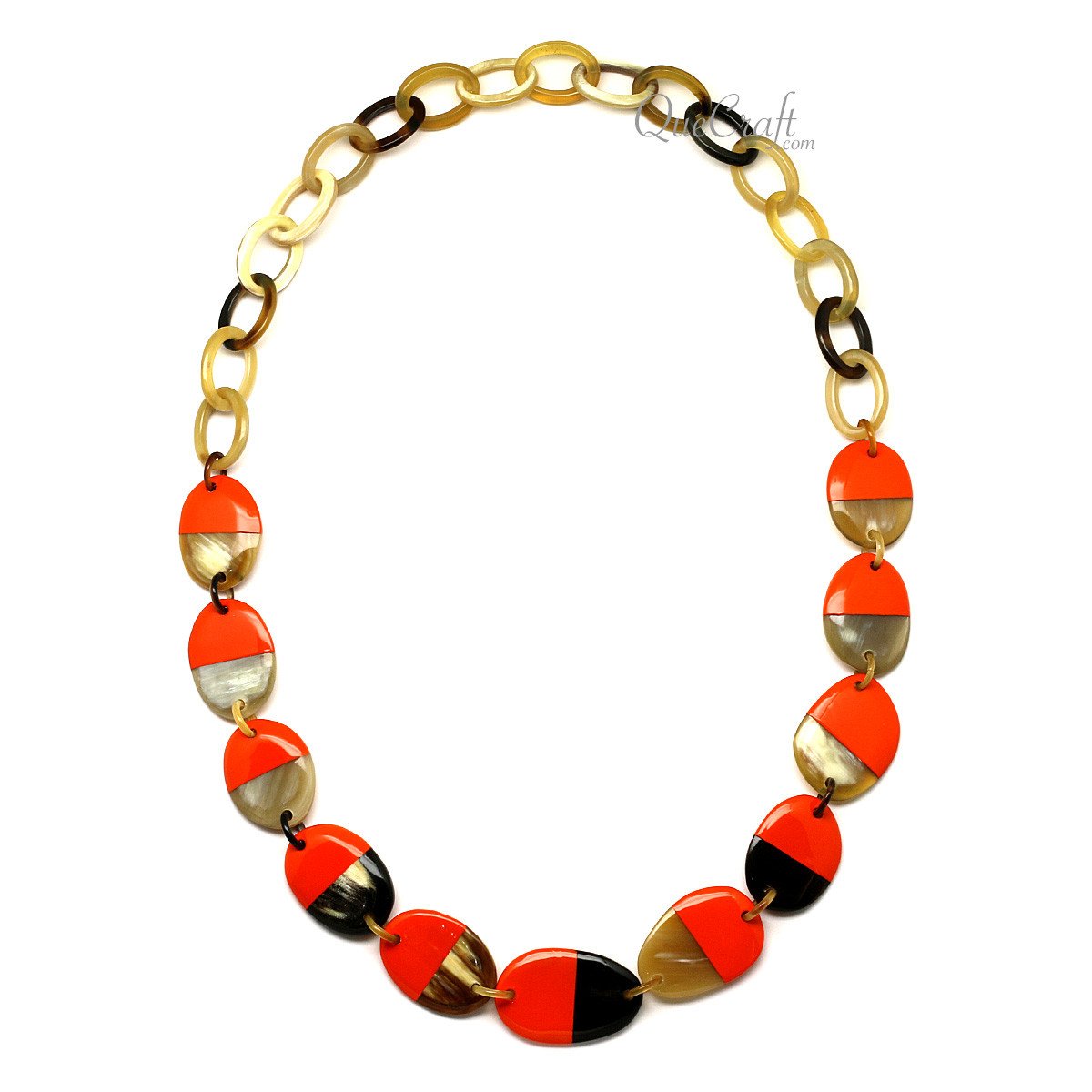 Horn & Lacquer Chain Necklace #12651 - HORN JEWELRY