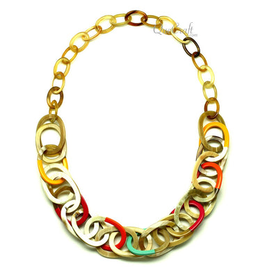 Horn & Lacquer Chain Necklace #12805 - HORN JEWELRY