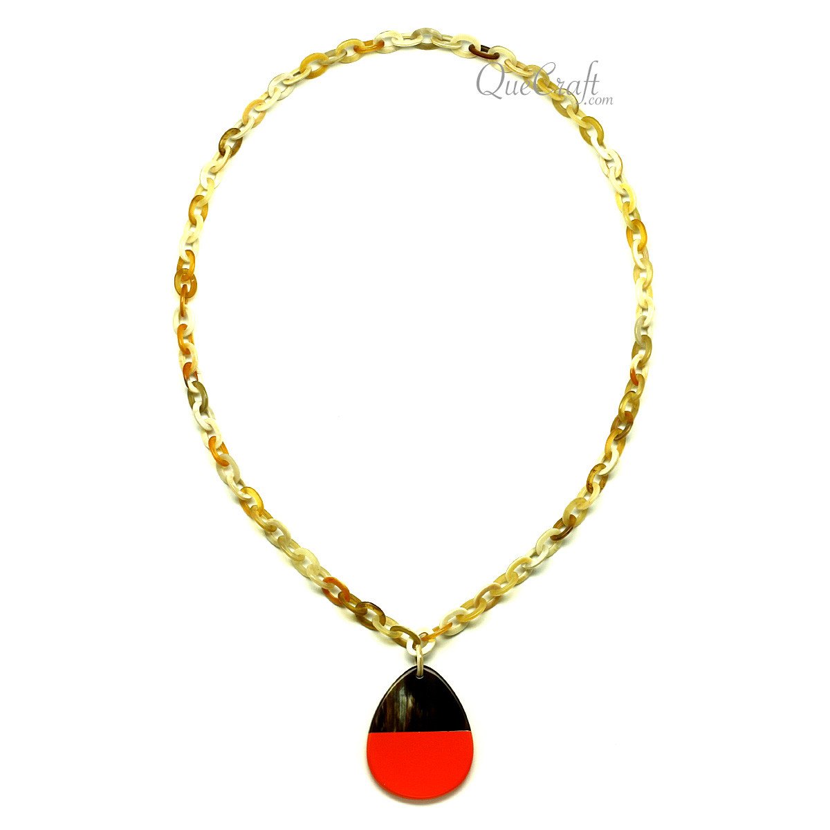 Horn & Lacquer Chain Necklace #12841 - HORN JEWELRY