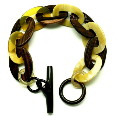 Ebony & Horn Chain Bracelet #12907 - HORN JEWELRY