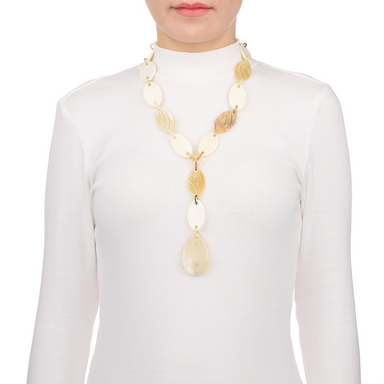 Bone & Horn Chain Necklace #12943 - HORN JEWELRY