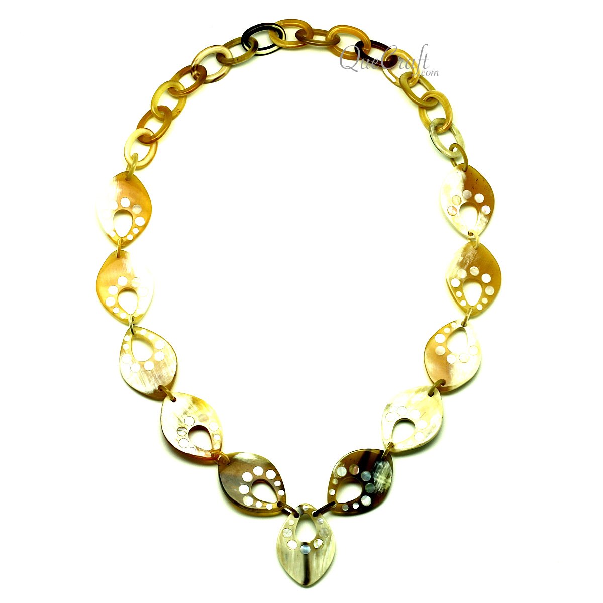 Horn & Shell Chain Necklace #12944 - HORN JEWELRY