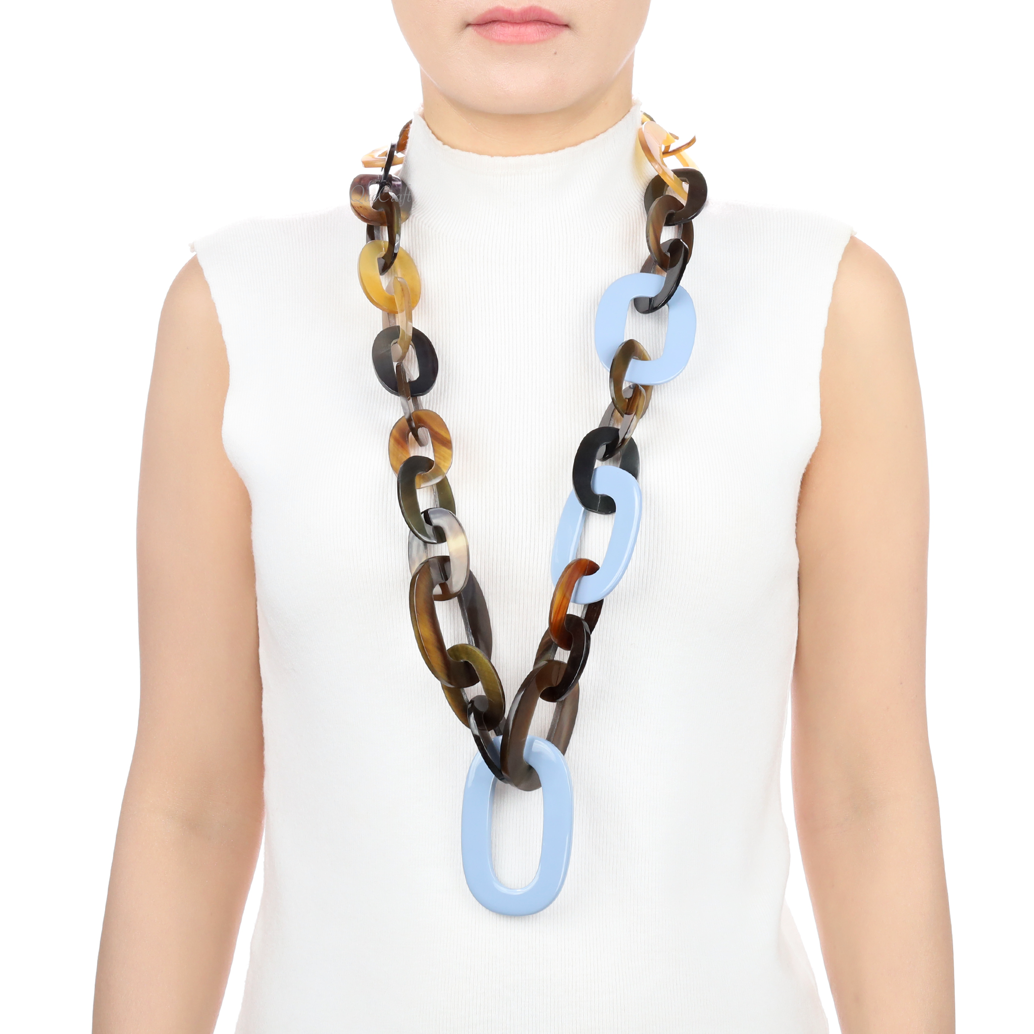 Horn & Lacquer Chain Necklace #13540 - HORN JEWELRY