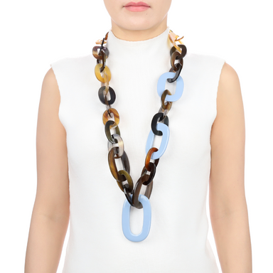 Horn & Lacquer Chain Necklace #13540 - HORN JEWELRY