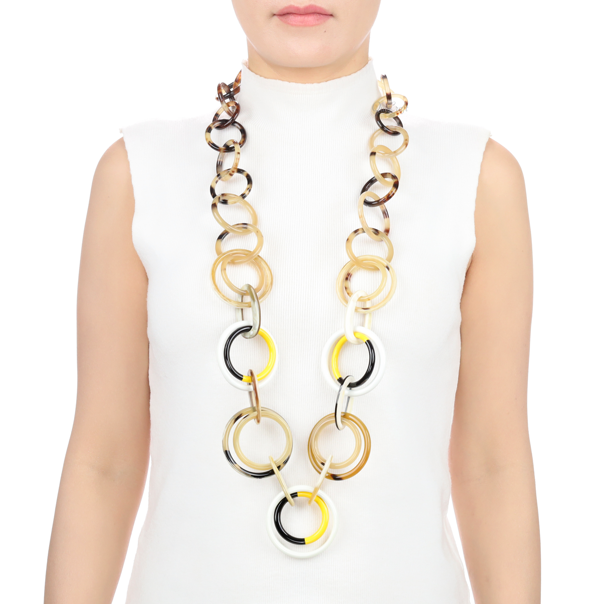 Horn & Lacquer Chain Necklace #13596 - HORN JEWELRY