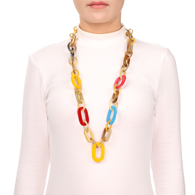Horn & Lacquer Chain Necklace #13635 - HORN JEWELRY