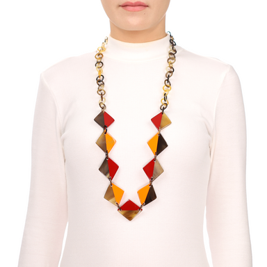 Horn & Lacquer Chain Necklace #13636 - HORN JEWELRY