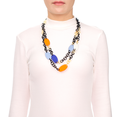 Horn & Lacquer Chain Necklace #13641 - HORN JEWELRY