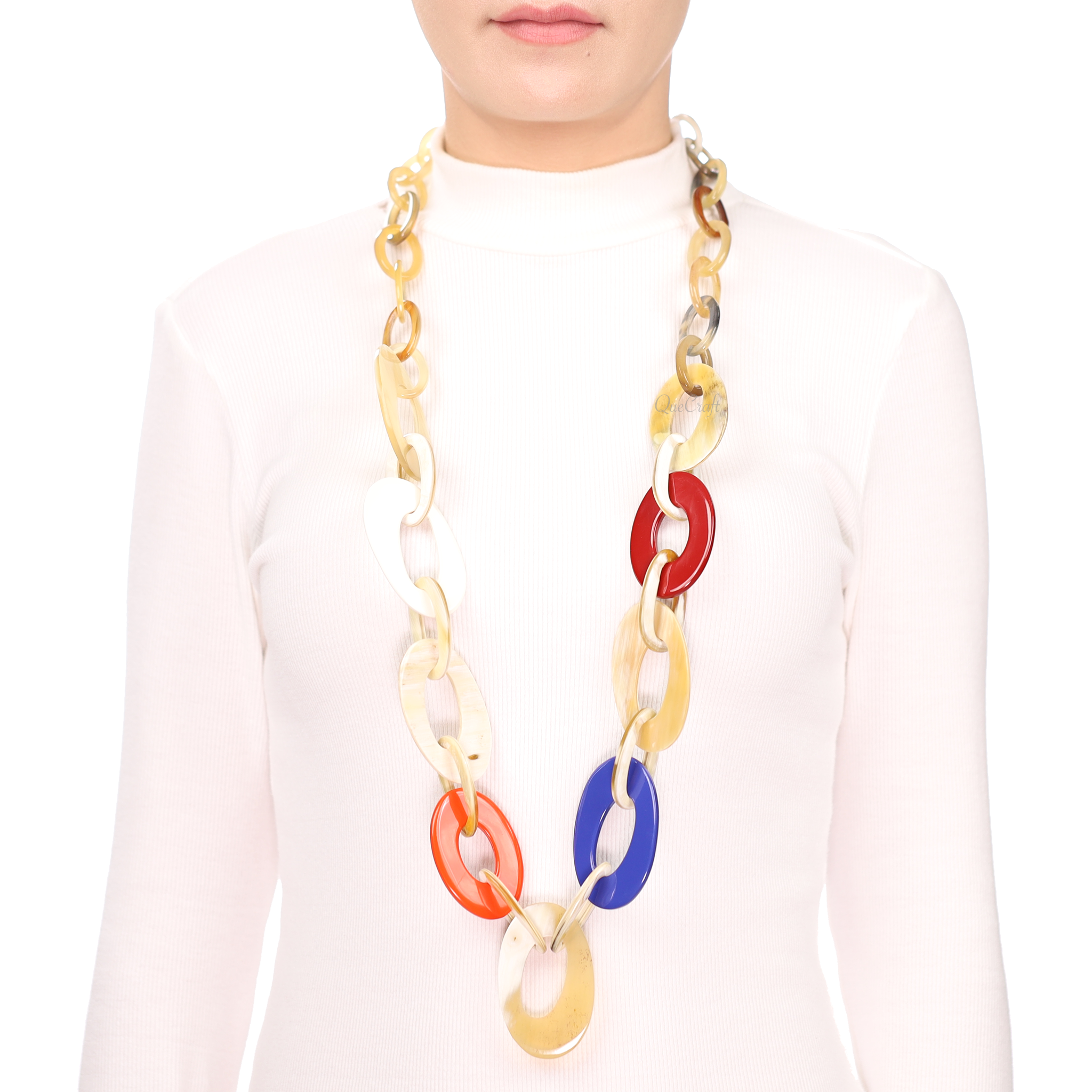 Horn & Lacquer Chain Necklace #13645 - HORN JEWELRY