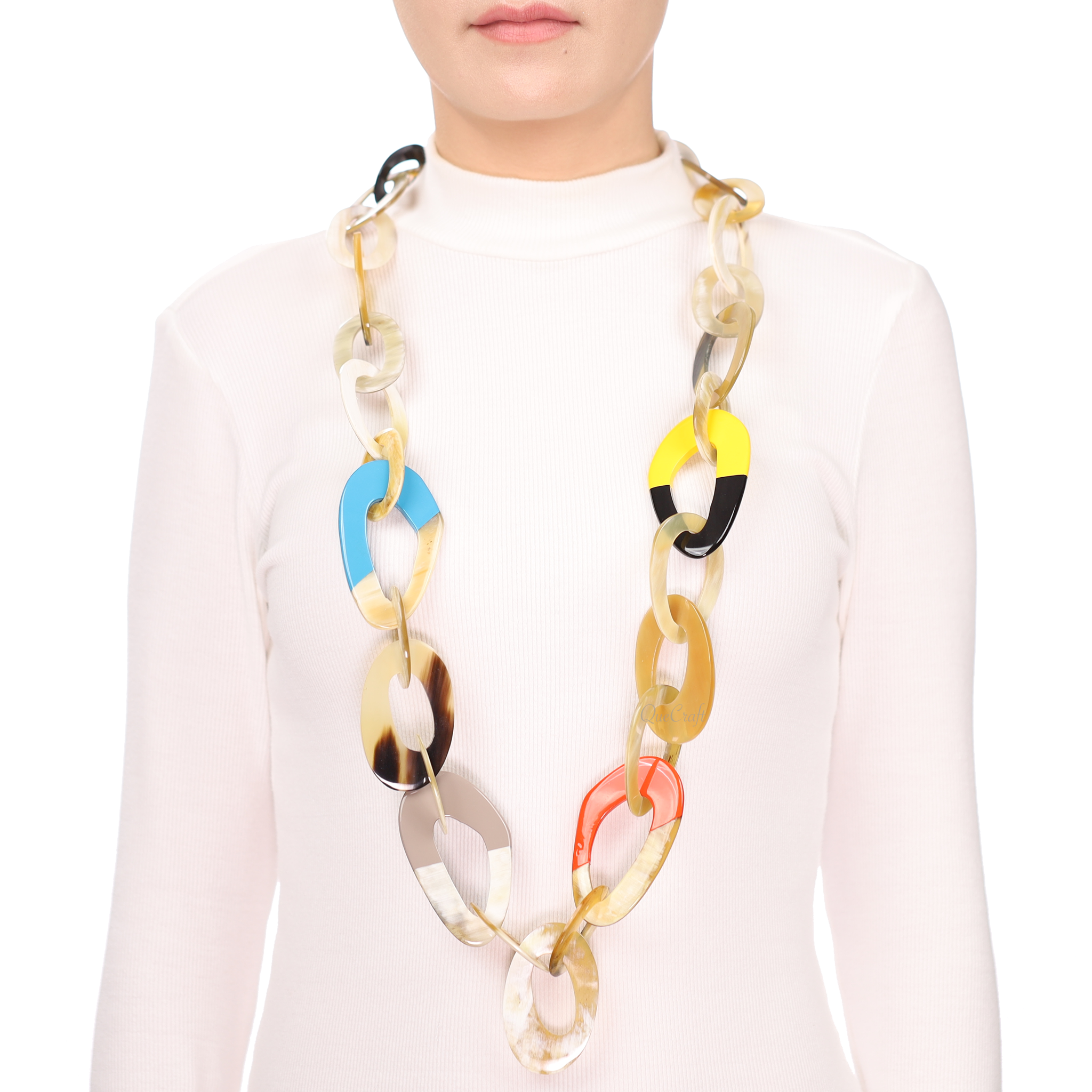 Horn & Lacquer Chain Necklace #13646 - HORN JEWELRY