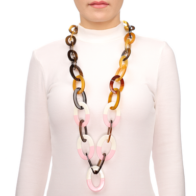 Horn & Lacquer Chain Necklace #13651 - HORN JEWELRY