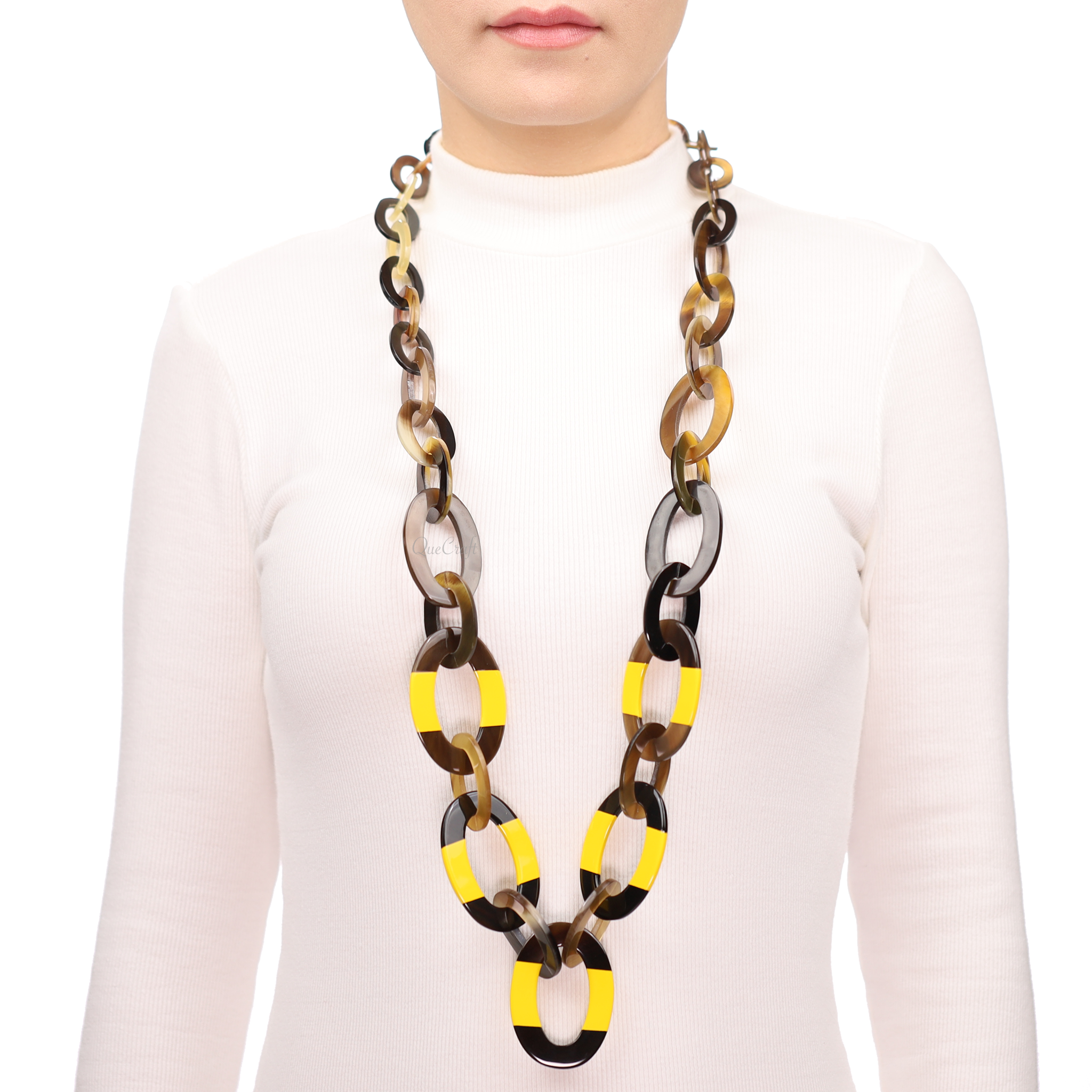 Horn & Lacquer Chain Necklace #13652 - HORN JEWELRY