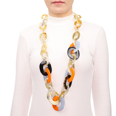 Horn & Lacquer Chain Necklace #13654 - HORN JEWELRY