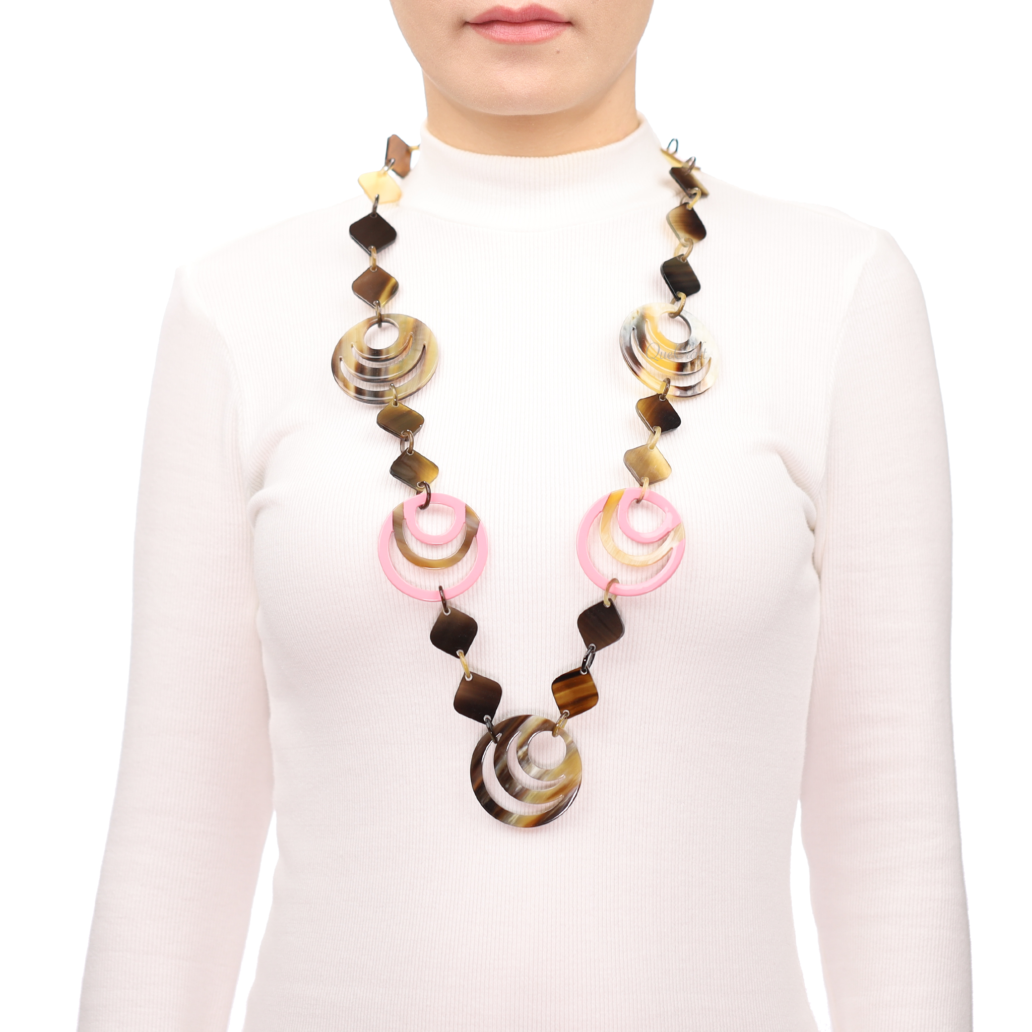 Horn & Lacquer Chain Necklace #13656 - HORN JEWELRY