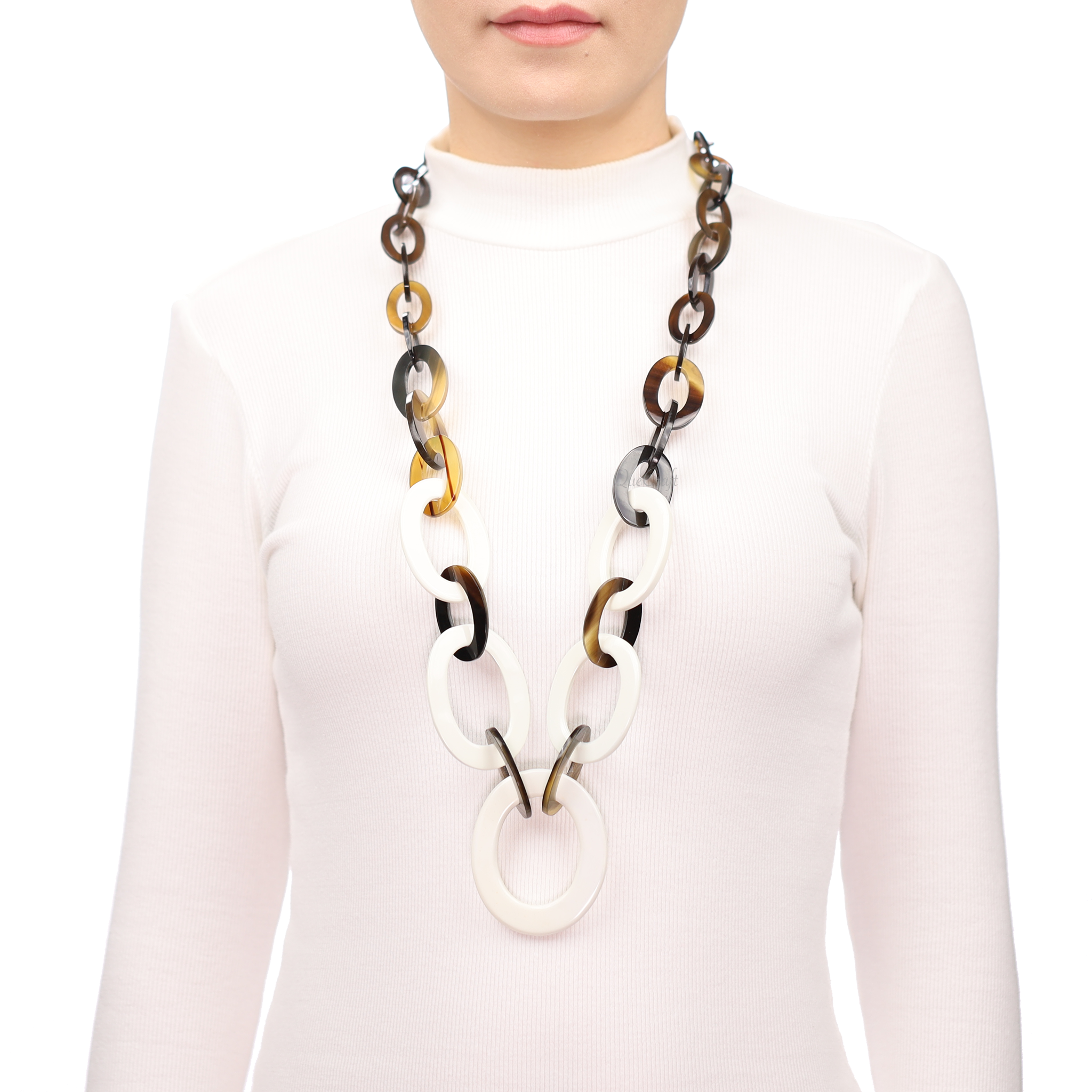 Horn & Lacquer Chain Necklace #13660 - HORN JEWELRY