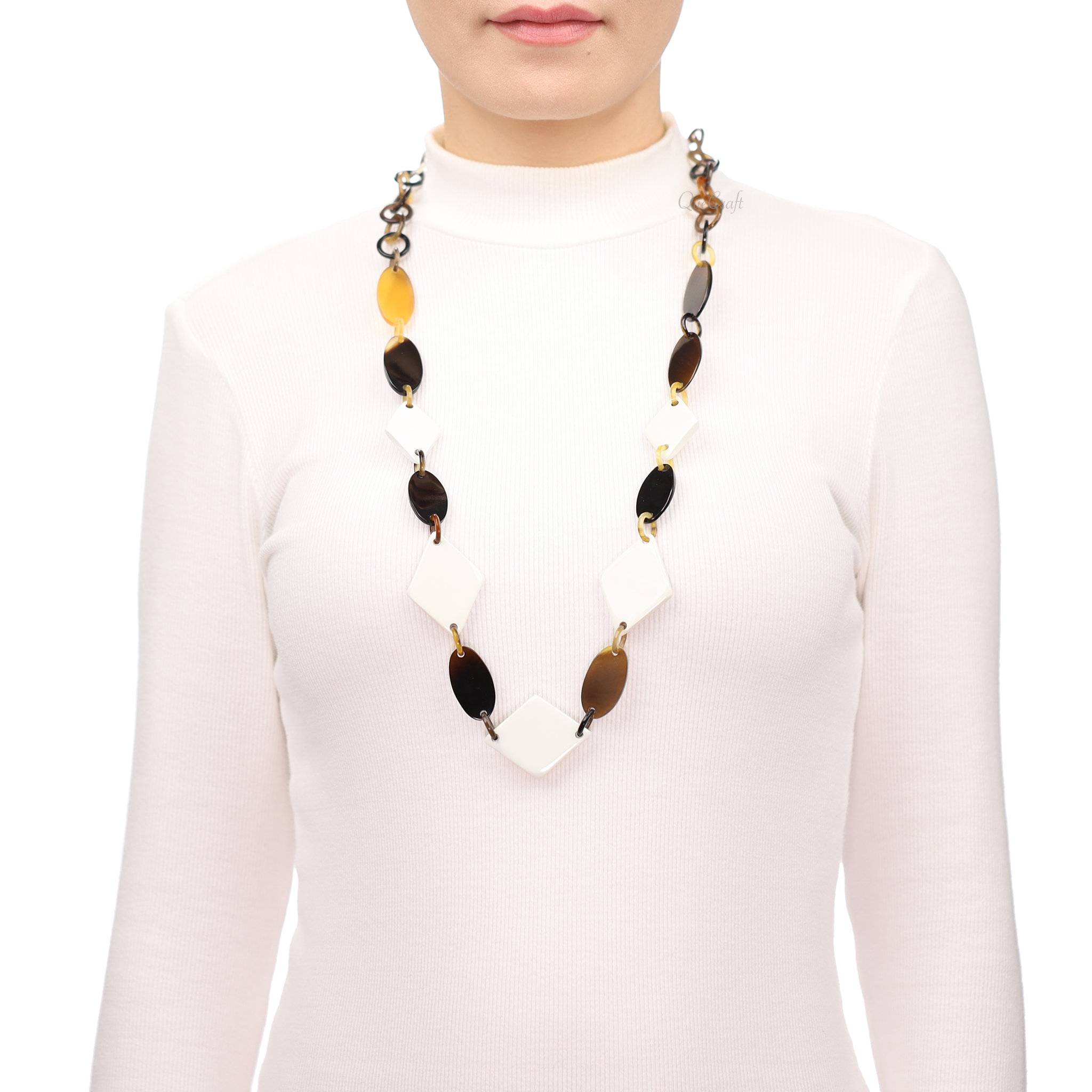 Horn & Lacquer Chain Necklace #13661 - HORN JEWELRY