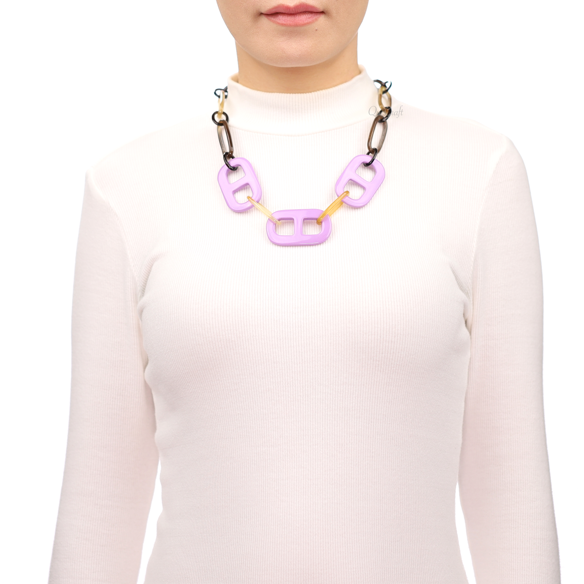 Horn & Lacquer Chain Necklace #13665 - HORN JEWELRY