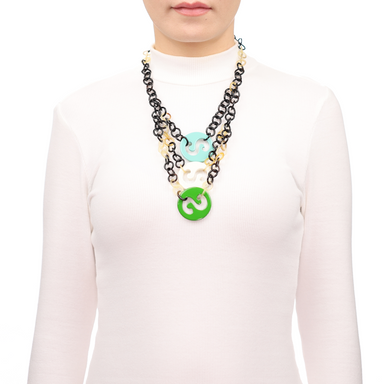 Horn & Lacquer Chain Necklace #13668 - HORN JEWELRY